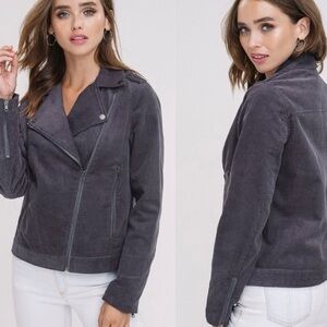 LISTICLE Charcoal Cordurop Zip Up Biker Jacket Medium BNWT
